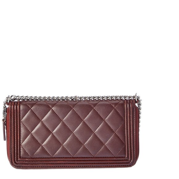 Chanel Burgundy Quilted Lambskin Leather Wallet on Chain (Authentic Pre-Owned) - Picture 2 of 5